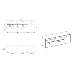 Loftscape Ensemble meubles TV Cely II (4 éléments) - Blanc brillant / Blanc mat -Meubles TV muraux Soldes 1000214313 200527 07022300185 SKETCH DETAILS P000000001000214313 sketch