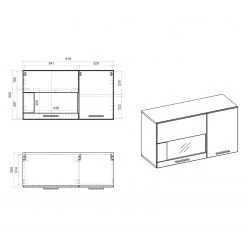 Loftscape Ensemble meubles TV Cely III (4 élém.) - Blanc brillant / Blanc mat -Meubles TV muraux Soldes 1000214314 200527 07025100207 SKETCH DETAILS P000000001000214314 sketch