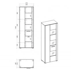 Loftscape Ensemble meubles TV Cely III (4 élém.) - Blanc brillant / Blanc mat -Meubles TV muraux Soldes 1000214314 200527 07025400208 SKETCH DETAILS P000000001000214314 sketch