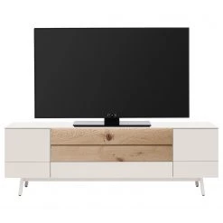 GWINNER Ensemble meubles TV Misano III (2 élém.) - Placage en bois véritable / Verre - Planches de chêne / Gris - Blanc / Chêne sauvage - Sans éclairage -Meubles TV muraux Soldes 1000218318 200828 11263900045 DETAILS P000000001000218318