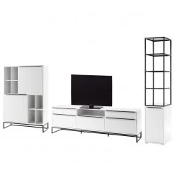 Fredriks Meubles TV muraux White Hall IV (3 él.) - Blanc mat / Noir