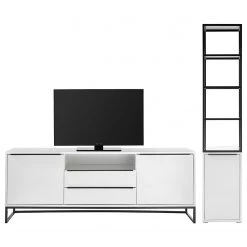 Fredriks Meubles TV muraux White Hall (2 élém.) - Blanc mat / Noir -Meubles TV muraux Soldes 1000222881 210216 14110400038 DETAILS P000000001000222881