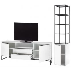 Fredriks Meubles TV muraux White Hall (2 élém.) - Blanc mat / Noir -Meubles TV muraux Soldes 1000222881 210216 14110500039 DETAILS P000000001000222881