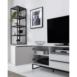 Fredriks Meubles TV muraux White Hall (2 élém.) - Blanc mat / Noir -Meubles TV muraux Soldes 1000222881 210316 08063300030 DETAILS P000000001000222881