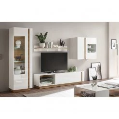 Loftscape Ensemble meubles TV Cailla II (4 élém.) - Blanc brillant / Imitation chêne -Meubles TV muraux Soldes 1000223932 200828 15503400178 MOOD DETAILS P000000001000223932 mood