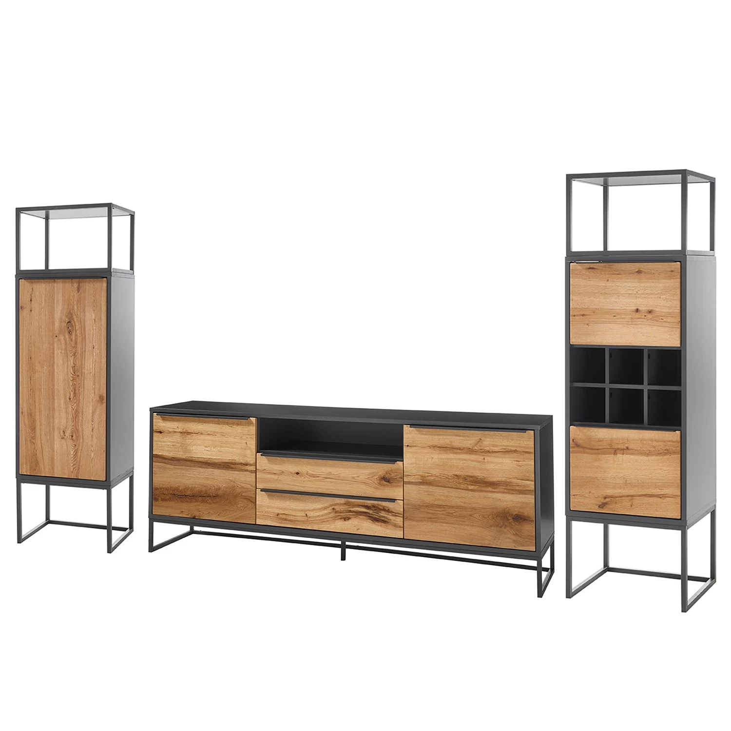 Red Living Ensemble meubles TV Barview I (3 élém.) - Placage bois - Chêne / Anthracite 13 Red Living Ensemble meubles TV Barview I (3 élém.) - Placage bois - Chêne / Anthracite – Image 11