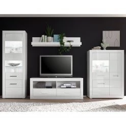 Loftscape Meubles TV muraux Bricktown II (4 élém.) - Blanc brillant / Blanc mat