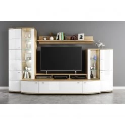 Loftscape Ensembles meubles TV Colcord (4 élém.) - Blanc brillant / Imitiation chêne