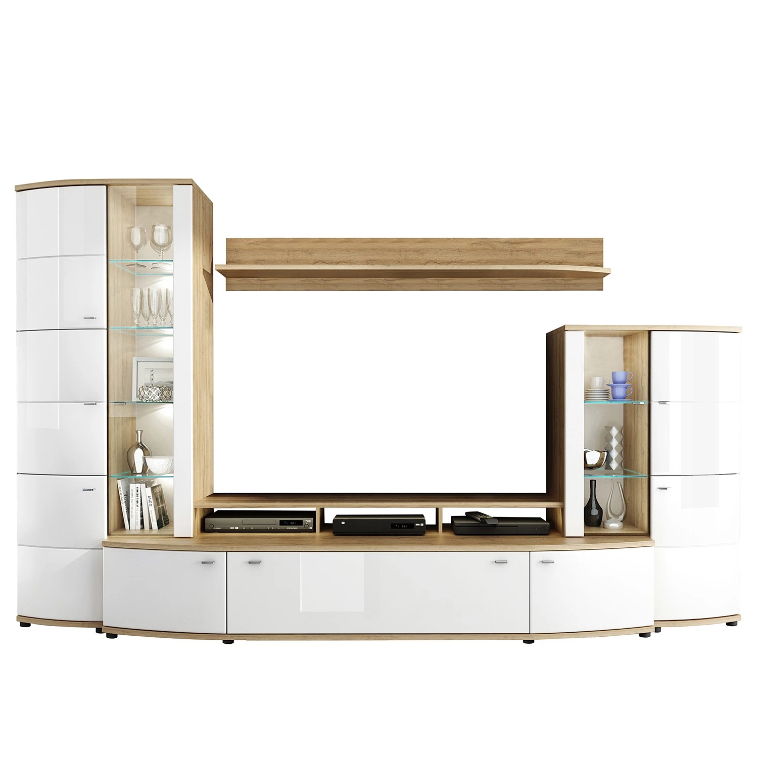 Loftscape Ensembles meubles TV Colcord (4 élém.) - Blanc brillant / Imitiation chêne 4 Loftscape Ensembles meubles TV Colcord (4 élém.) - Blanc brillant / Imitiation chêne – Image 2