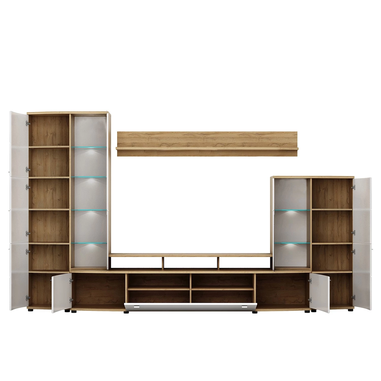 Loftscape Ensembles meubles TV Colcord (4 élém.) - Blanc brillant / Imitiation chêne 5 Loftscape Ensembles meubles TV Colcord (4 élém.) - Blanc brillant / Imitiation chêne – Image 3