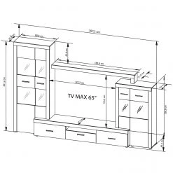 Loftscape Ensemble meubles TV Vierzon (4 éléments) - Imitation chêne Sonoma -Meubles TV muraux Soldes 1000237339 201230 13142200045 SKETCH DETAILS P000000001000237339 sketch