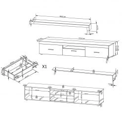 Loftscape Ensemble meubles TV Vierzon (4 éléments) - Imitation chêne Sonoma -Meubles TV muraux Soldes 1000237339 201230 13143700048 SKETCH DETAILS P000000001000237339 sketch