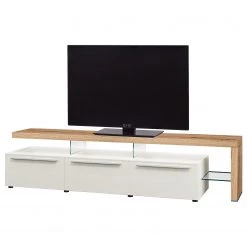 GWINNER Ensemble meubles TV Bellano I (4 élém.) - Placage en bois véritable - Blanc mat / Planches de chêne - Alignement à droite - Avec éclairage -Meubles TV muraux Soldes 1000254947 210723 15201300187 DETAILS P000000001000254947