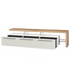 GWINNER Ensemble meubles TV Bellano I (4 élém.) - Placage en bois véritable - Blanc mat / Planches de chêne - Alignement à droite - Avec éclairage -Meubles TV muraux Soldes 1000254947 210723 15201300188 DETAILS P000000001000254947