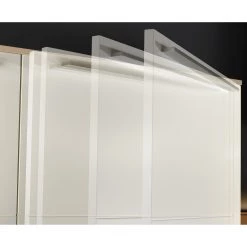 GWINNER Ensemble meubles TV Bellano I (4 élém.) - Placage en bois véritable - Blanc mat / Planches de chêne - Alignement à droite - Avec éclairage -Meubles TV muraux Soldes 1000254947 210723 15201400194 DETAILS P000000001000254947