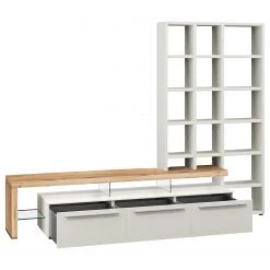 GWINNER Ensemble meubles TV Bellano I (2 élém.) - Placage en bois véritable - Mat blanc / Chêne de poutre - Alignement à gauche - Sans éclairage -Meubles TV muraux Soldes 1000254958 210511 10461100277 DETAILS P000000001000254958