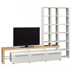 GWINNER Ensemble meubles TV Bellano I (2 élém.) - Placage en bois véritable - Mat blanc / Chêne de poutre - Alignement à gauche - Sans éclairage -Meubles TV muraux Soldes 1000254958 210629 14102500096 DETAILS P000000001000254958