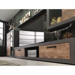 Trendteam Ensemble meubles TV Jazz (4 éléments) - Imitation chêne foncé / Gris foncé -Meubles TV muraux Soldes 1000256959 210409 12314000027 MOOD DETAILS P000000001000256959 mood