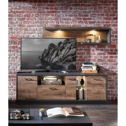 Red Living Ensemble meubles TV Batey (2 éléments) - Imitation chêne de Havel / Graphite