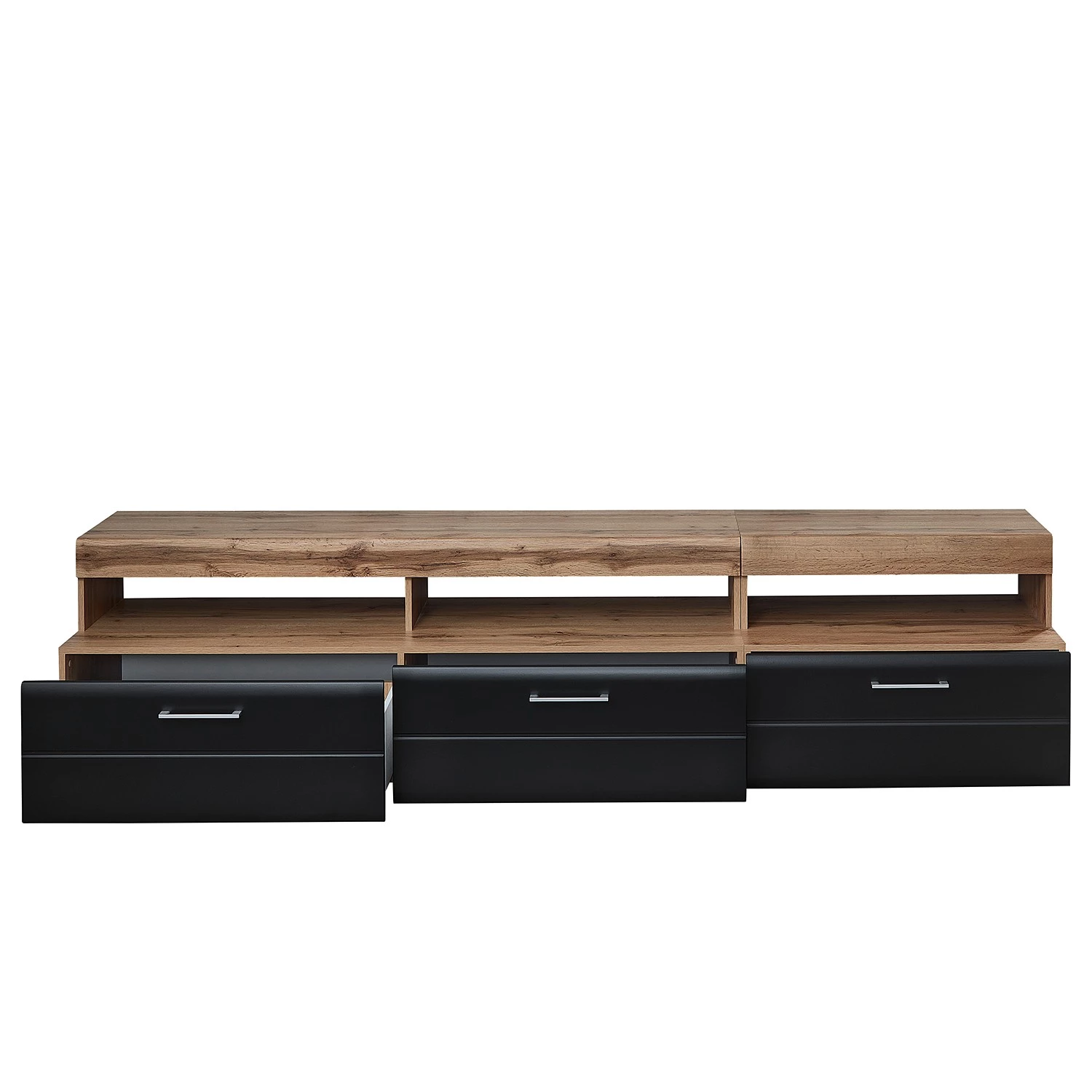 Loftscape Ensemble meubles TV Belloc II (5 élém.) - Avec éclairage intégré - Noir mat / Imitation chêne 8 Loftscape Ensemble meubles TV Belloc II (5 élém.) - Avec éclairage intégré - Noir mat / Imitation chêne – Image 7