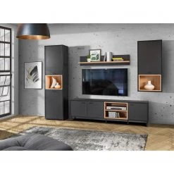 Loftscape Ensemble meubles TV Mazzo (4 éléments) - Noir / Imitation chêne artisan -Meubles TV muraux Soldes 1000285804 210819 12212500079 MOOD DETAILS P000000001000285804 mood