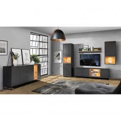 Loftscape Ensemble meubles TV Mazzo (4 éléments) - Noir / Imitation chêne artisan -Meubles TV muraux Soldes 1000285804 210819 12212500080 MOOD DETAILS P000000001000285804 mood