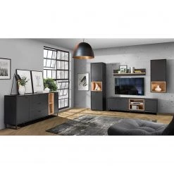Loftscape Ensemble meubles TV Mazzo (4 éléments) - Noir / Imitation chêne artisan -Meubles TV muraux Soldes 1000285804 210819 12212500081 MOOD DETAILS P000000001000285804 mood