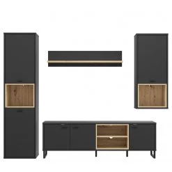 Loftscape Ensemble meubles TV Mazzo (4 éléments) - Noir / Imitation chêne artisan -Meubles TV muraux Soldes 1000285804 210819 12212500082 DETAILS P000000001000285804