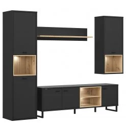 Loftscape Ensemble meubles TV Mazzo (4 éléments) - Noir / Imitation chêne artisan -Meubles TV muraux Soldes 1000285804 210819 12212500083 DETAILS P000000001000285804