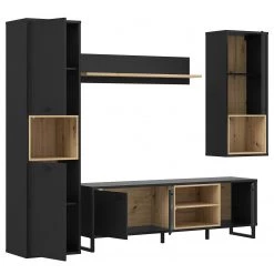 Loftscape Ensemble meubles TV Mazzo (4 éléments) - Noir / Imitation chêne artisan -Meubles TV muraux Soldes 1000285804 210819 12212500086 DETAILS P000000001000285804