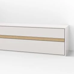 GWINNER Ensemble meubles TV Calea (2 éléments) - Avec éclairage inclus - Plaqué bois - Blanc mat / Chêne - Alignement à droite -Meubles TV muraux Soldes 1000285806 211117 16012100042 DETAILS P000000001000285806