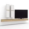 GWINNER Ensemble meubles TV Calea (3 éléments) - Avec éclairage inclus - Plaqué bois - Blanc mat / Chêne - Alignement à gauche -Meubles TV muraux Soldes 1000285815 211125 14565200026 MOOD IMAGE P000000001000285815 mood
