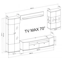Loftscape Ensemble meubles TV Intento II (4 él.) - Blanc brillant / Anthracite -Meubles TV muraux Soldes 1000288190 210827 12095900109 SKETCH DETAILS P000000001000288190 sketch