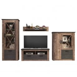 Trendteam Ensemble meubles TV Georgia (4 éléments) - Gris foncé / Imitation chêne rustique -Meubles TV muraux Soldes 1000300851 211015 12543600081 DETAILS P000000001000300851