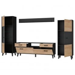 Norrwood Ensemble meubles TV Argenteuil I (4 él.) - Imitation chêne artisan / Noir -Meubles TV muraux Soldes 1000310663 211125 145323000039 DETAILS P000000001000310663