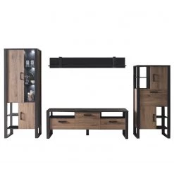 Red Living Ensemble meubles TV Norddal I (4 élém.) - Imitation noyer / Noir -Meubles TV muraux Soldes 1000310665 211125 14541200054 DETAILS P000000001000310665