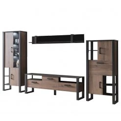 Red Living Ensemble meubles TV Norddal I (4 élém.) - Imitation noyer / Noir -Meubles TV muraux Soldes 1000310665 211125 14541200057 DETAILS P000000001000310665