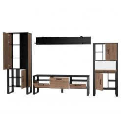 Red Living Ensemble meubles TV Norddal I (4 élém.) - Imitation noyer / Noir -Meubles TV muraux Soldes 1000310665 211125 14541200061 DETAILS P000000001000310665