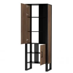 Red Living Ensemble meubles TV Norddal I (4 élém.) - Imitation noyer / Noir -Meubles TV muraux Soldes 1000310665 211125 14542200073 DETAILS P000000001000310665