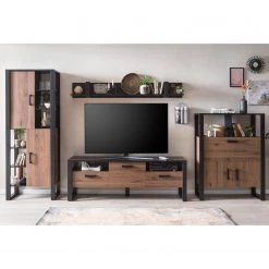 Red Living Ensemble meubles TV Norddal II (4 élém.) - Imitation noyer / Noir