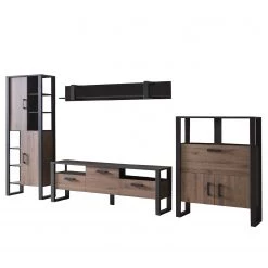 Red Living Ensemble meubles TV Norddal II (4 élém.) - Imitation noyer / Noir -Meubles TV muraux Soldes 1000310666 211125 14544500070 DETAILS P000000001000310666