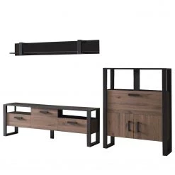 Red Living Ensemble meubles TV Norddal IV (3 élém.) - Imitation noyer / Noir -Meubles TV muraux Soldes 1000310668 211125 14554300096 DETAILS P000000001000310668