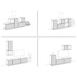 Now! by hülsta Ensemble now to go colour I (4 élém.) - Rubin brillant / Gris diamant -Meubles TV muraux Soldes 1000311303 211201 144908001059 SKETCH DETAILS P000000001000311303 sketch