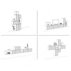 Now! by hülsta Ensemble now to go colour VI (7 élém.) - Blanc pur brillant / Blanc neige -Meubles TV muraux Soldes 1000311307 211201 144910001103 SKETCH DETAILS P000000001000311307 sketch