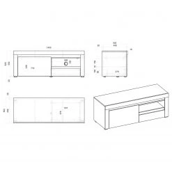 Loftscape Ensemble meubles TV Stonda II (4 élém.) - Blanc -Meubles TV muraux Soldes 1000314579 211209 125315000584 SKETCH DETAILS P000000001000314579 sketch