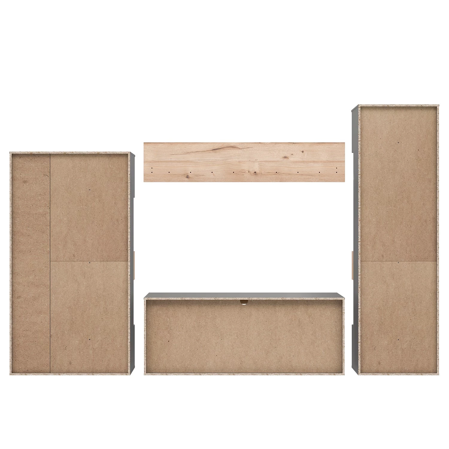 Loftscape Ensemble meubles TV Corey (4 éléments) - Avec éclairage - Imitation chêne / Gris 9 Loftscape Ensemble meubles TV Corey (4 éléments) - Avec éclairage - Imitation chêne / Gris – Image 7