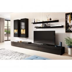 Loftscape Ensemble meubles TV Adschman (6 élém.) - Noir brillant / Noir mat