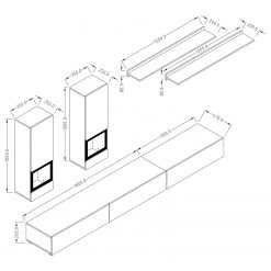 Loftscape Ensemble meubles TV Adschman (6 élém.) - Noir brillant / Noir mat -Meubles TV muraux Soldes 1000314945 211209 133342000526 SKETCH DETAILS P000000001000314945 sketch