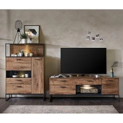 Red Living Ensemble meubles TV Meevoo (2 éléments) - Imitation chêne rustique / Graphite