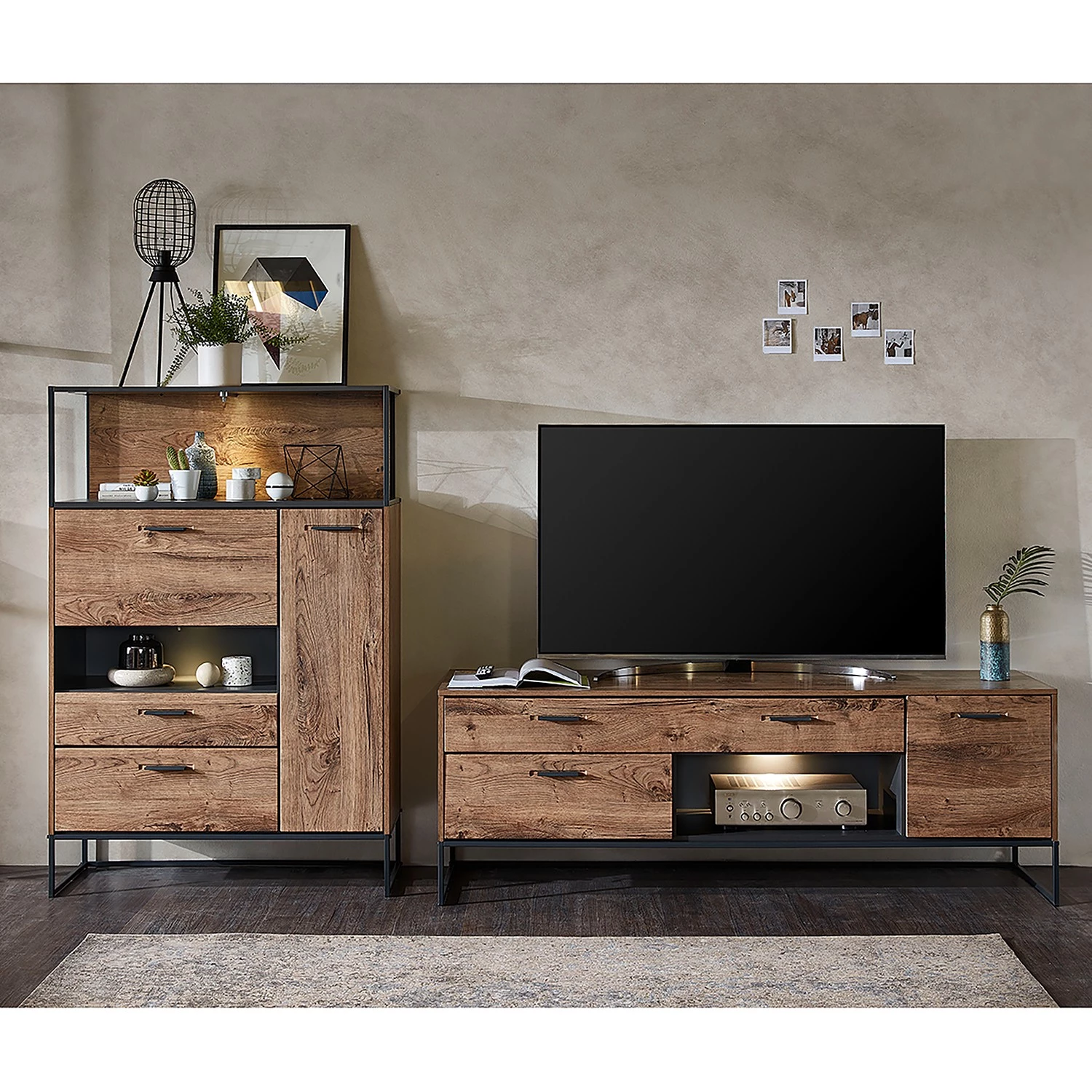 Red Living Ensemble meubles TV Meevoo (2 éléments) - Imitation chêne rustique / Graphite 3 Red Living Ensemble meubles TV Meevoo (2 éléments) - Imitation chêne rustique / Graphite